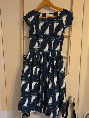 Emily And Fin Navy Sailboat Print Dress